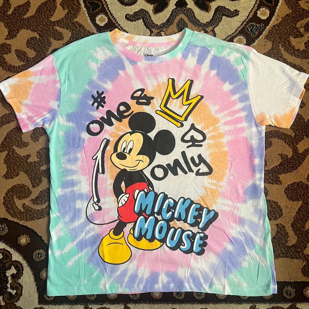 DISNEY Pastel Multi Color Tye-dye "One and Only Mickey Mouse" Graphic T-Shirt